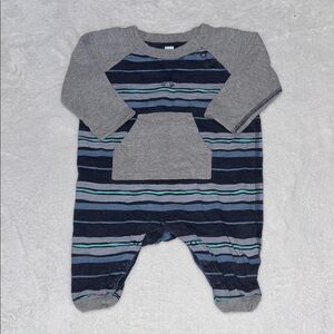Tea Striped Gray and Blue One Piece sleeper 0-3 months